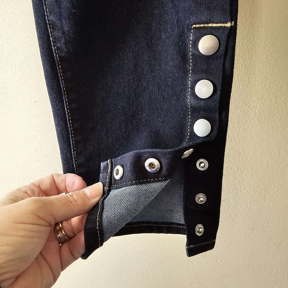 a.n.a Dark Blue Jeggings Split Hem With Snap Buttons Size 12 - Picture 5 of 11